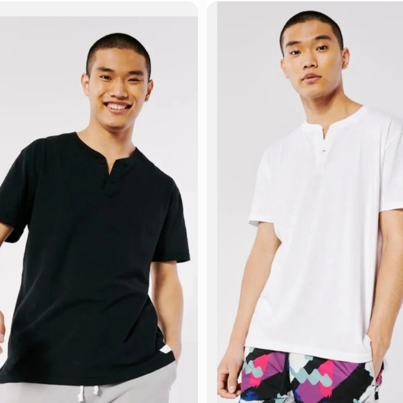 Hollister Other - 2 Pcs Hollister Men's T-Shirt Buttons Medium Logo  CrewNeck  Relaxedfit  Cotton